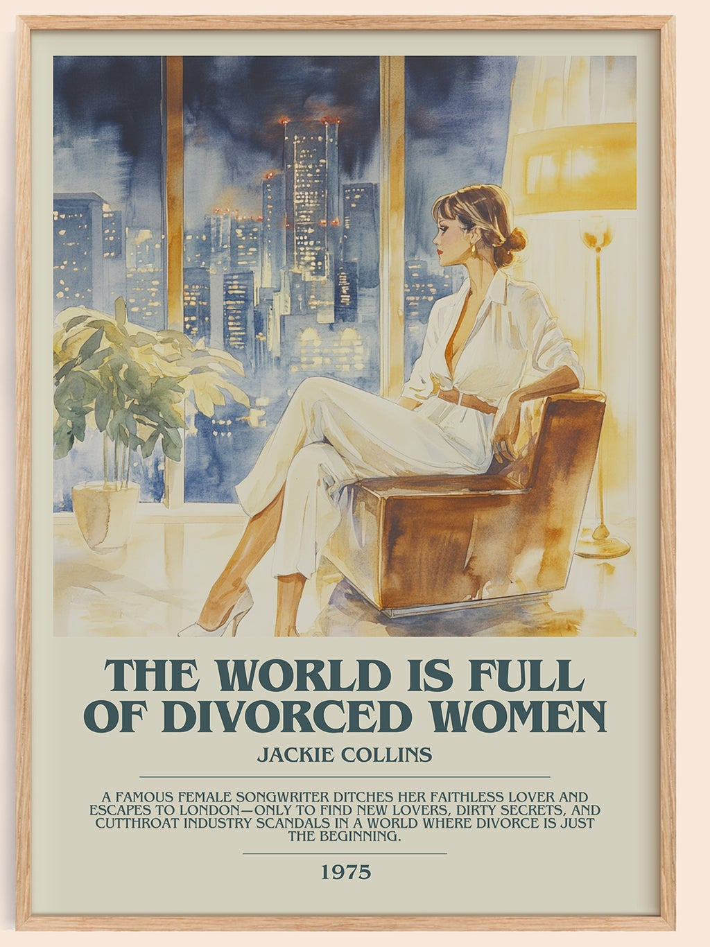 The World is Full of Divorced Women bookish book poster by Jackie Collins – framed literary art print