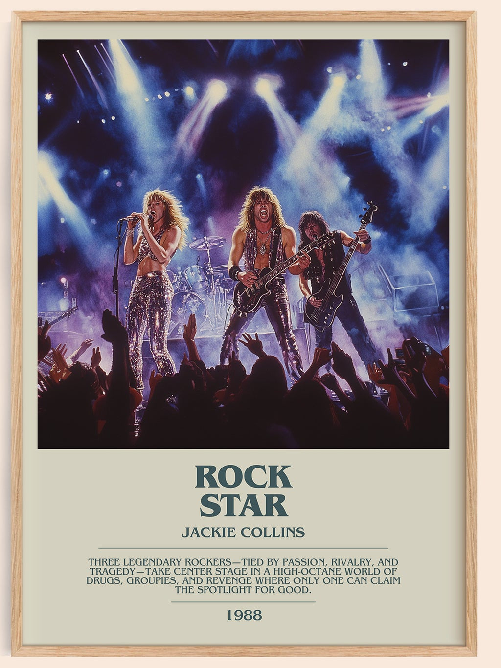 Rock Star bookish book poster by Jackie Collins – framed literary art print