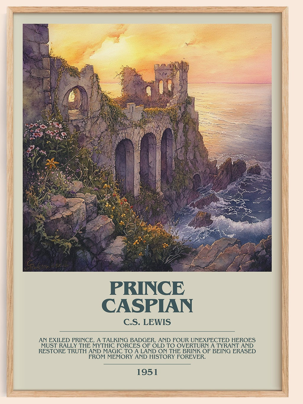Prince Caspian bookish book poster by C.S. Lewis – framed literary art print