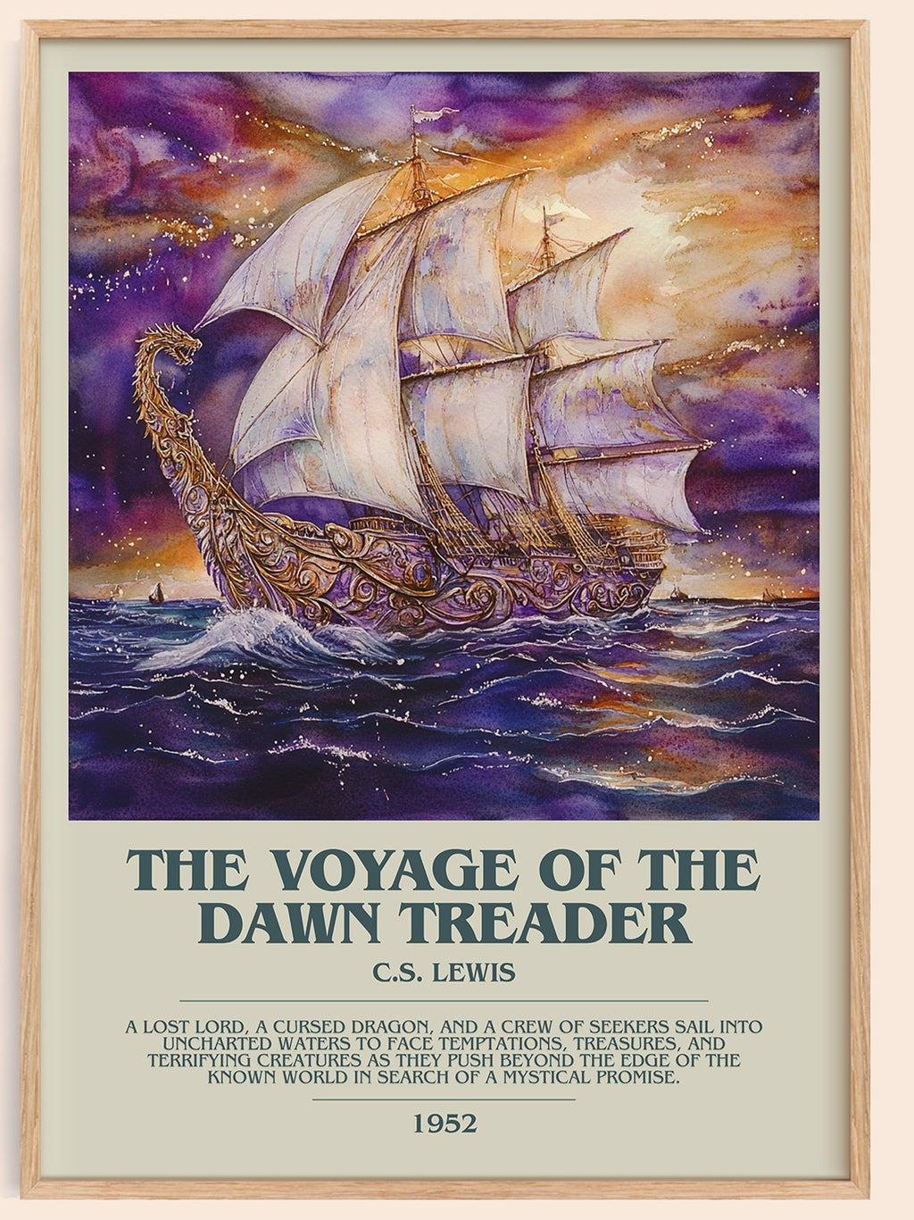 The Voyage of the Dawn Treader bookish book poster by C. S. Lewis – framed literary art print