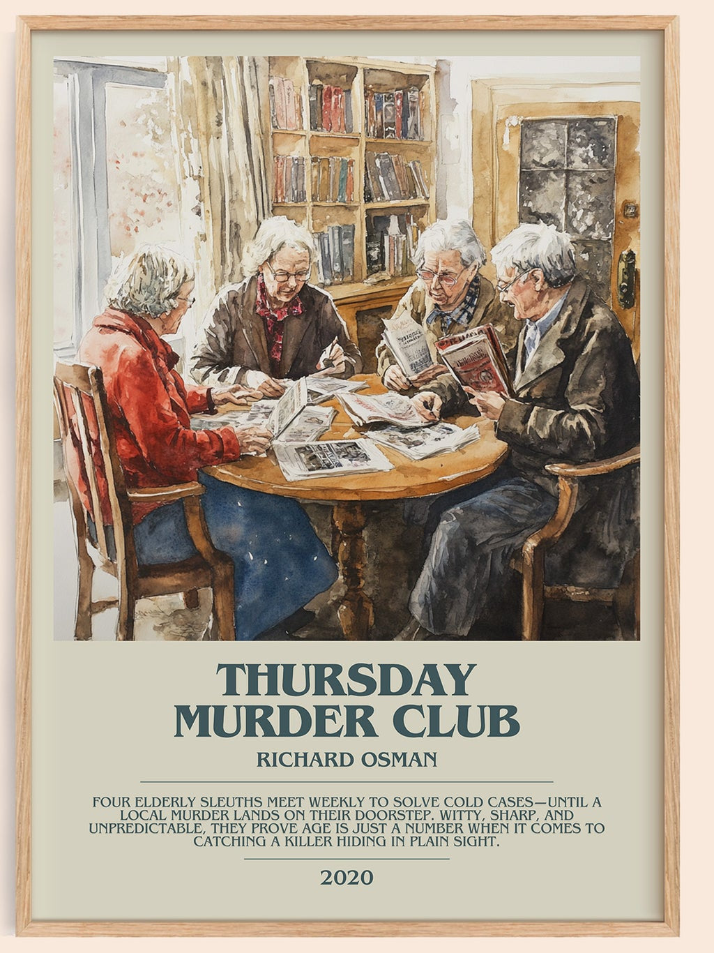 Thursday Murder Club bookish book poster by Richard Osman – framed literary art print