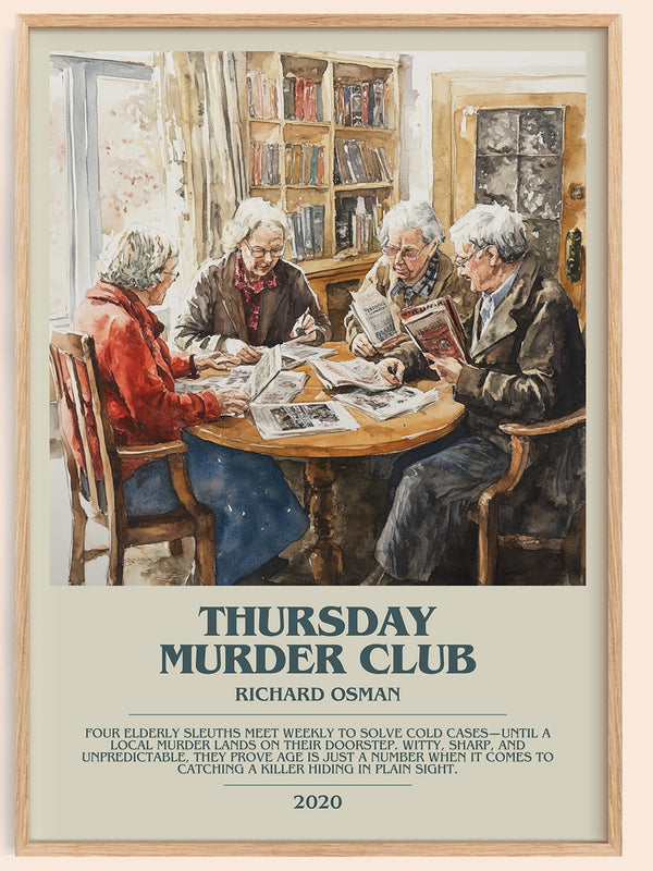 Thursday Murder Club bookish book poster by Richard Osman – framed literary art print