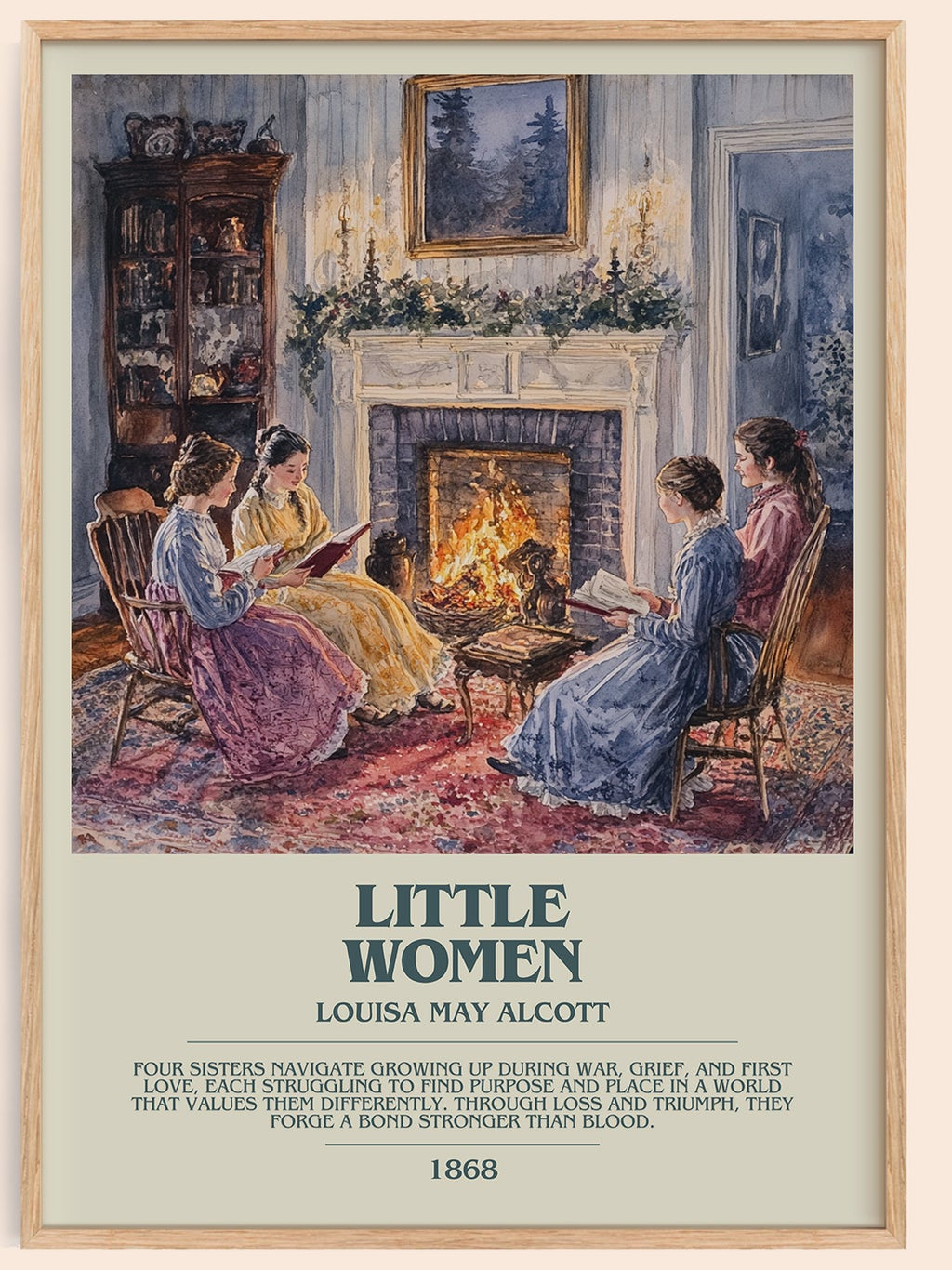 Little Women bookish book poster by Louisa May Alcott – framed literary art print