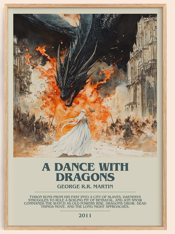 A Dance With Dragons bookish book poster by George R.R. Martin – framed literary art print