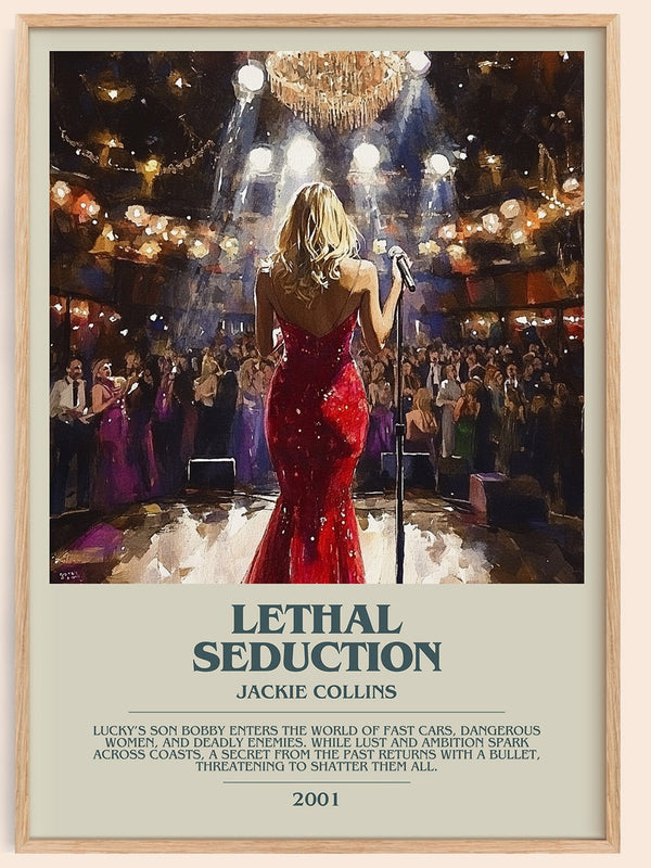 Lethal Seduction bookish book poster by Jackie Collins – framed literary art print