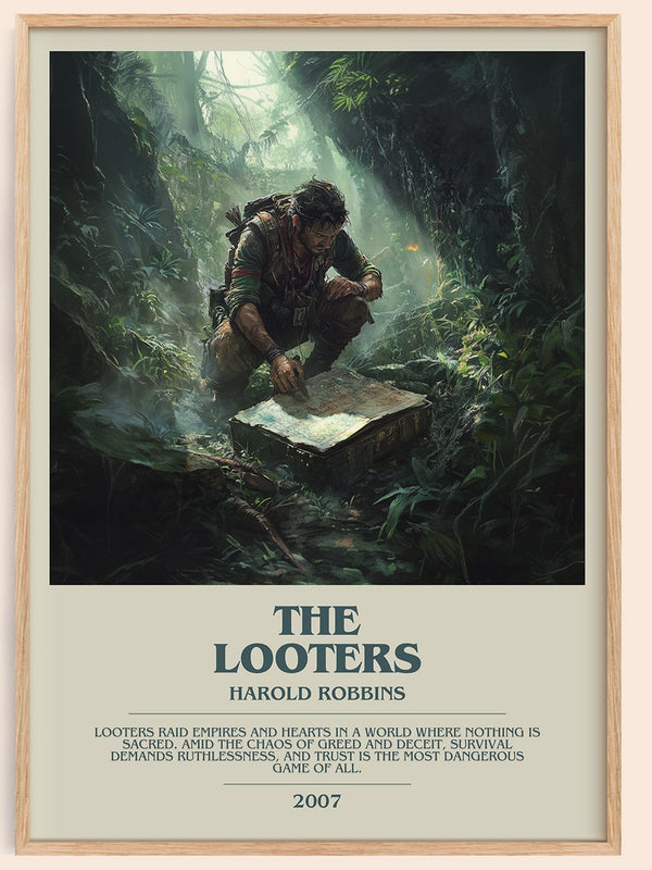 The Looters bookish book poster by Harold Robbins – framed literary art print