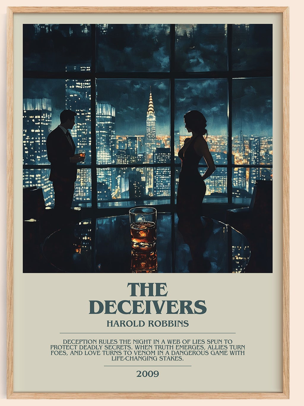 The Deceivers bookish book poster by Harold Robbins – framed literary art print