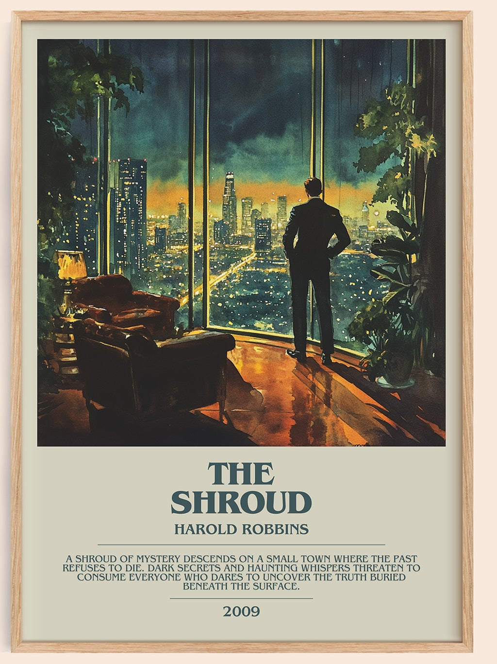 The Shroud bookish book poster by Harold Robbins – framed literary art print