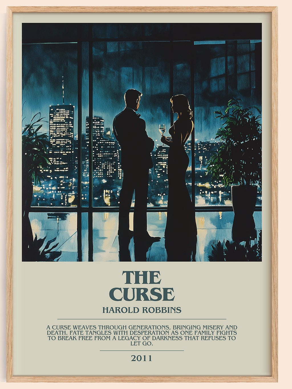 The Curse bookish book poster by Harold Robbins – framed literary art print