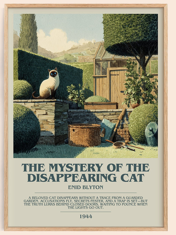 The Mystery of the Disappearing Cat bookish book poster by Enid Blyton – framed literary art print