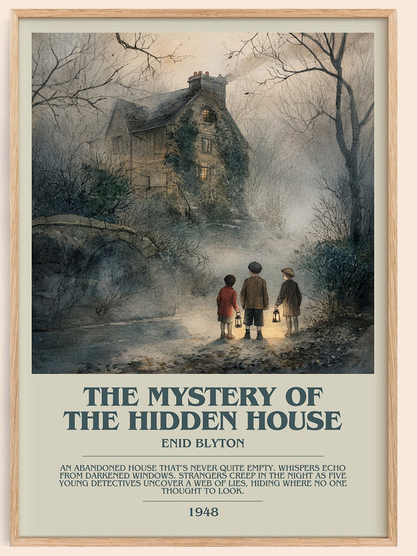 The Mystery Of The Hidden House bookish book poster by Enid Blyton – framed literary art print