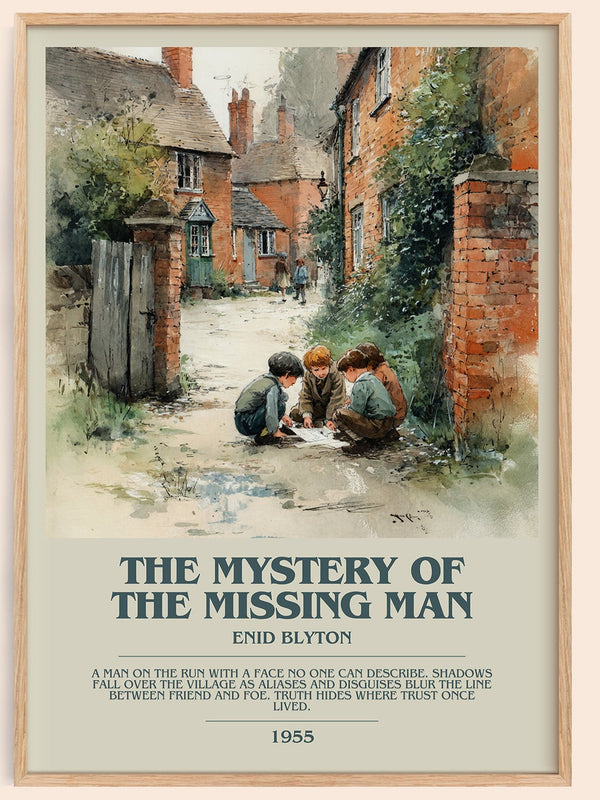 The Mystery Of The Missing Man bookish book poster by Enid Blyton – framed literary art print