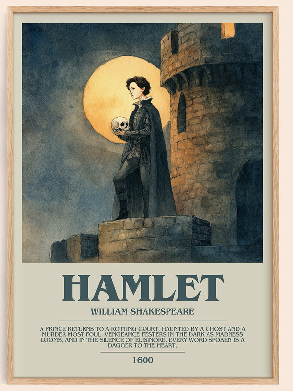 Hamlet bookish book poster by William Shakespeare – framed literary art print