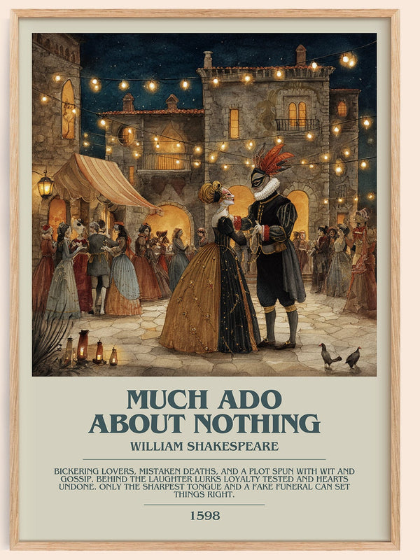 Much Ado about Nothing bookish book poster by William Shakespeare – framed literary art print