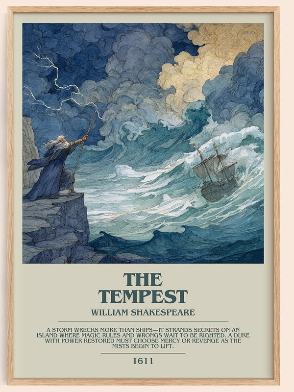 The Tempest bookish book poster by William Shakespeare – framed literary art print