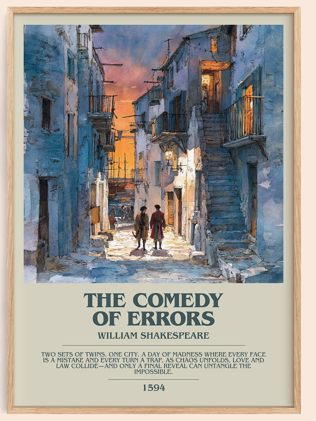 The Comedy of Errors bookish book poster by William Shakespeare – framed literary art print