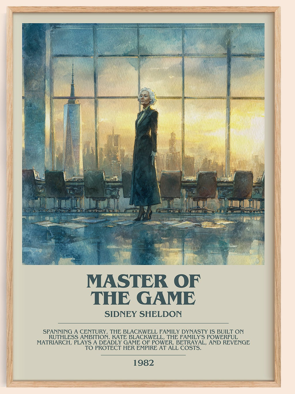 Master of the Game bookish book poster by Sidney Sheldon – framed literary art print