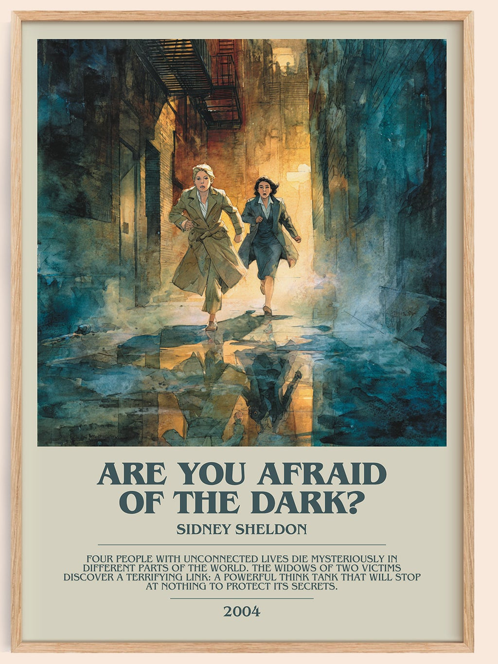 Are You Afraid of the Dark? bookish book poster by Sidney Sheldon – framed literary art print