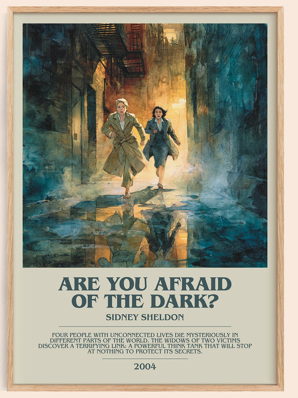 Are You Afraid of the Dark? bookish book poster by Sidney Sheldon – framed literary art print