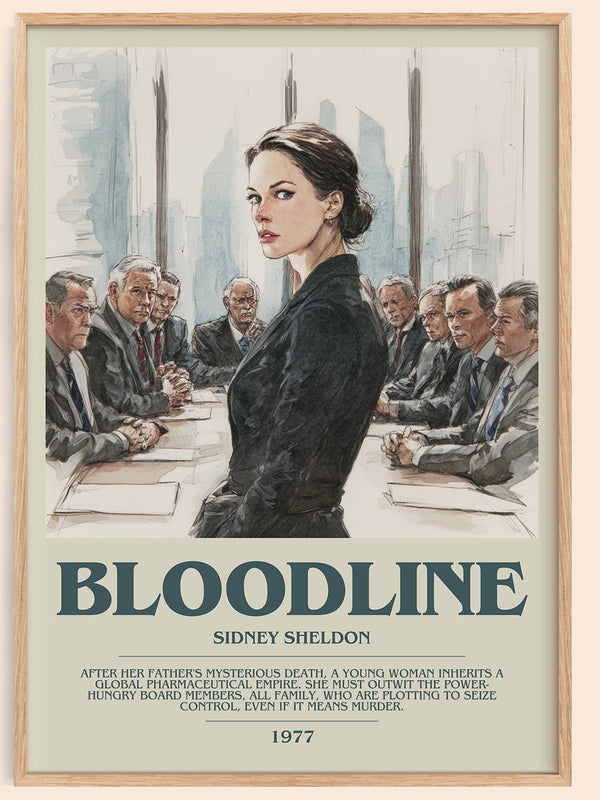 Bloodline bookish book poster by Sidney Sheldon – framed literary art print