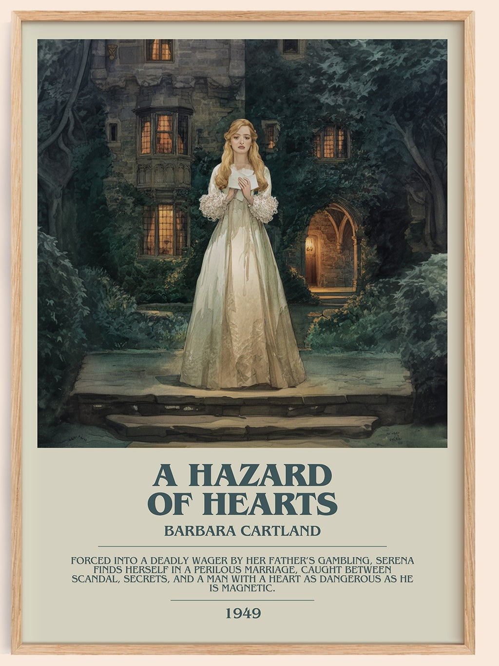 A Hazard of Hearts bookish book poster by Barbara Cartland – framed literary art print