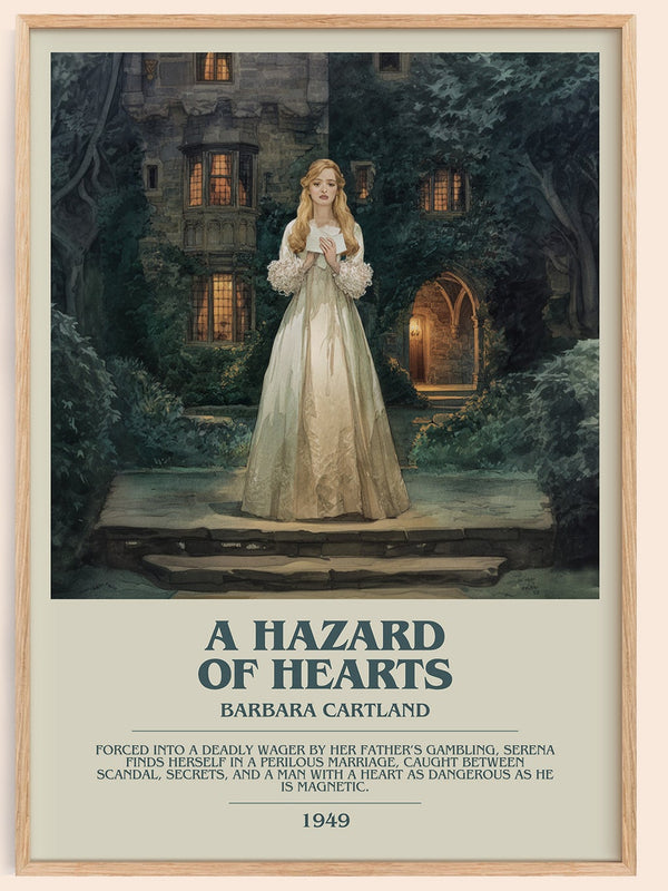 A Hazard of Hearts bookish book poster by Barbara Cartland – framed literary art print