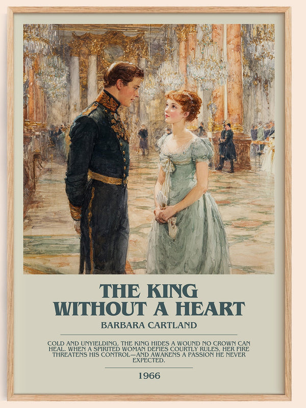 The King Without A heart bookish book poster by Barbara Cartland – framed literary art print