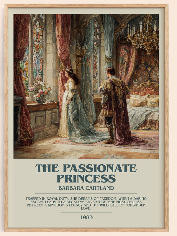 The Passionate Princess bookish book poster by Barbara Cartland – framed literary art print