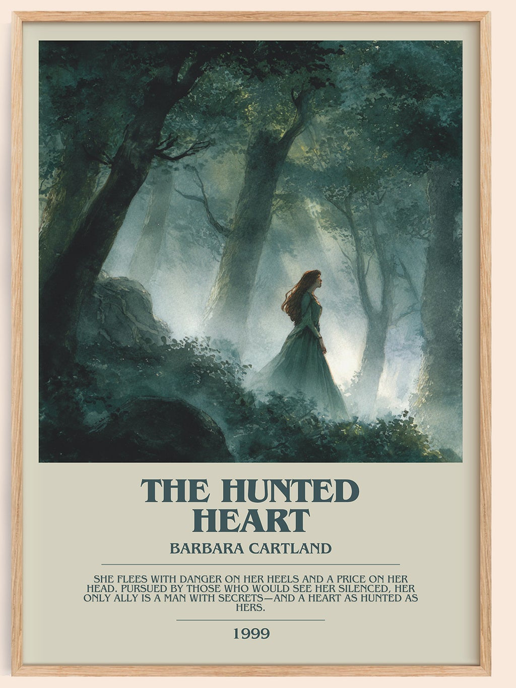 The Hunted Heart bookish book poster by BARBARA. CARTLAND – framed literary art print