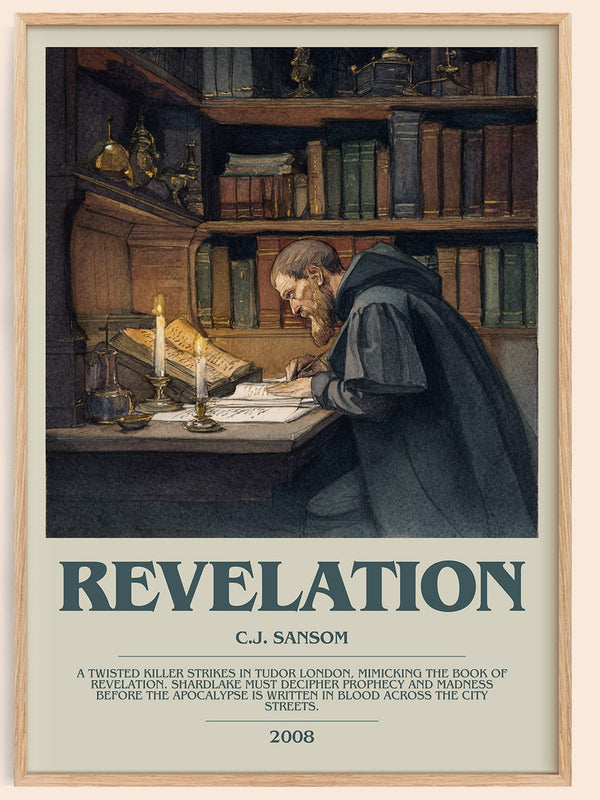 Revelation bookish book poster by C.J. Sansom – framed literary art print