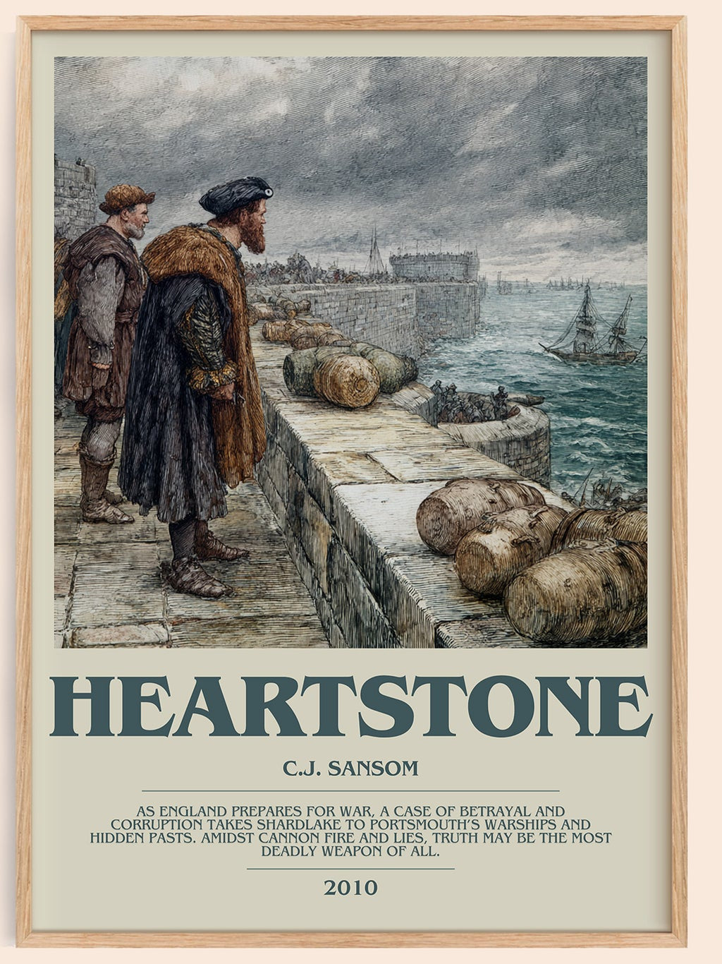 Heartstone bookish book poster by C.J. Sansom – framed literary art print
