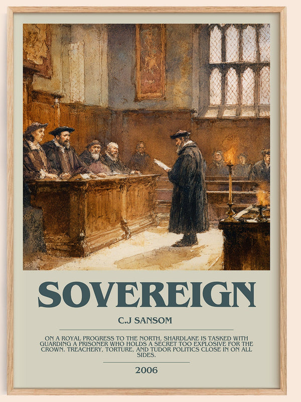 Sovereign bookish book poster by C.J Sansom – framed literary art print