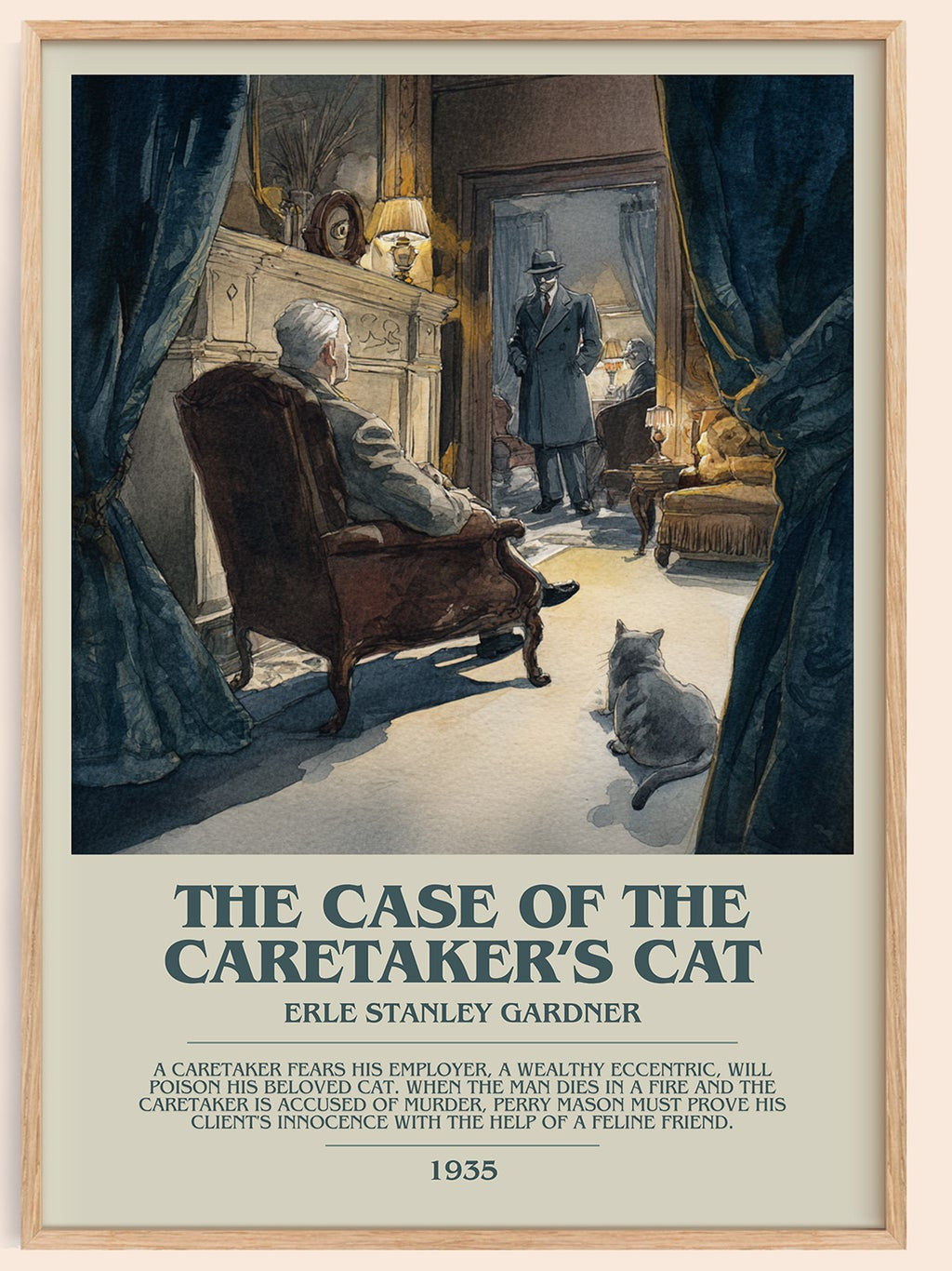The Case of the Caretaker's Cat bookish book poster by Erle Stanley Gardner – framed literary art print