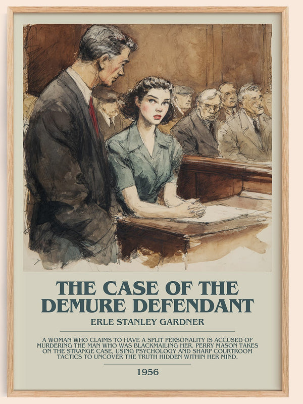 The Case of the Demure Defendant bookish book poster by Erle Stanley Gardner – framed literary art print