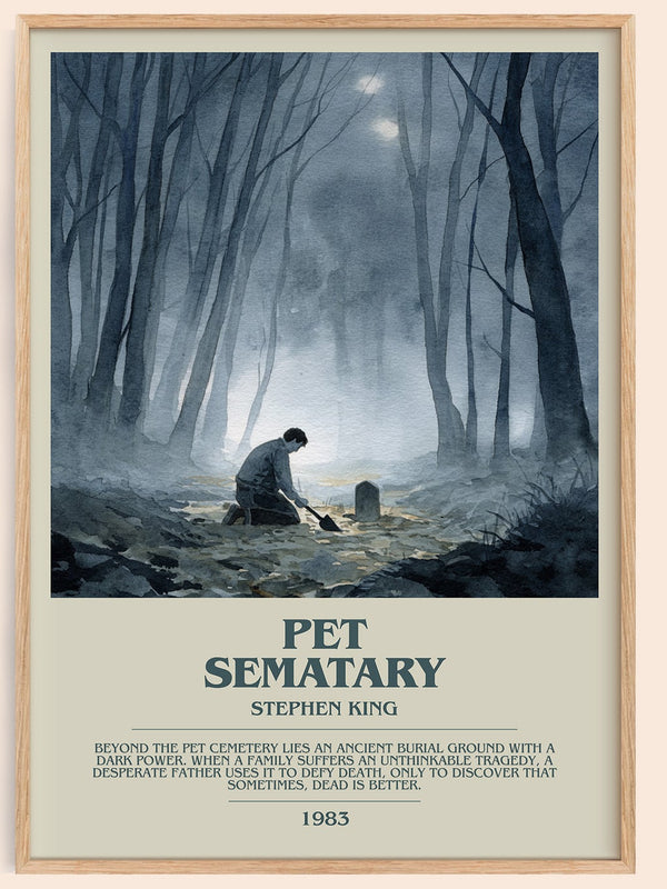 Pet Sematary bookish book poster by Stephen King – framed literary art print