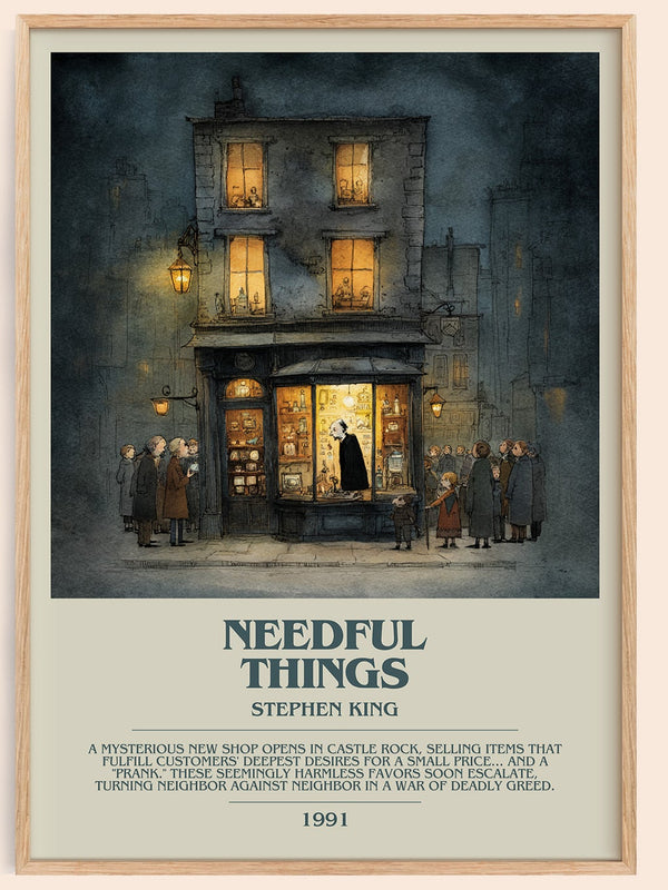 Needful Things bookish book poster by Stephen King – framed literary art print