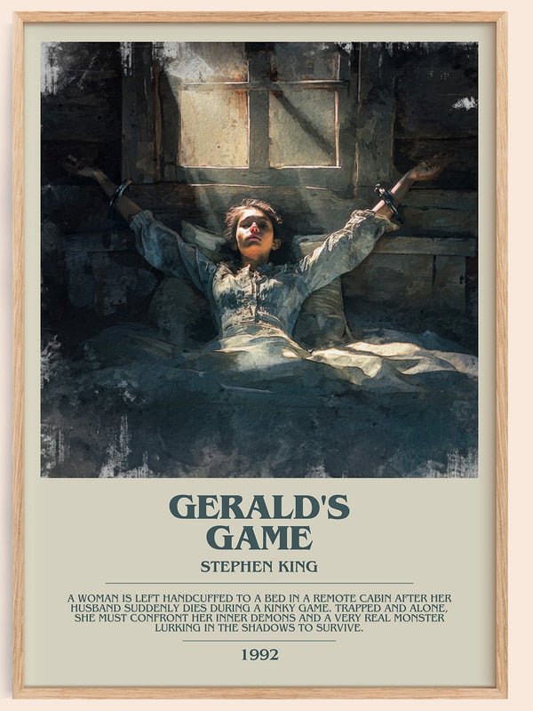 Gerald's Game bookish book poster by Stephen King – framed literary art print