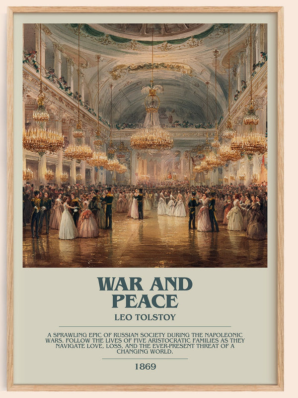 War and Peace bookish book poster by Leo Tolstoi – framed literary art print