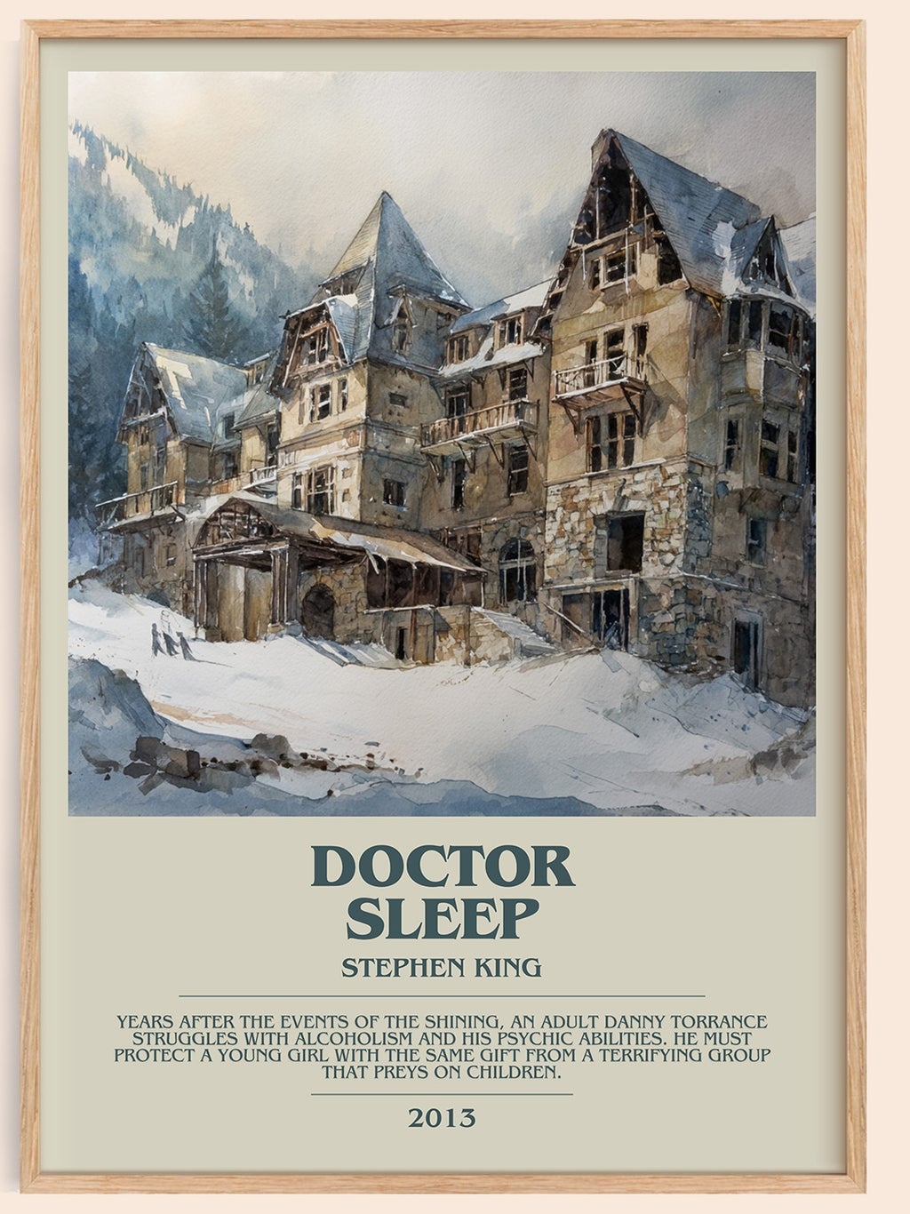 Doctor Sleep bookish book poster by Stephen King – framed literary art print