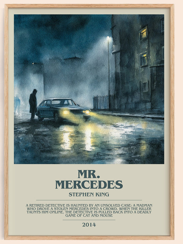 Mr. Mercedes bookish book poster by Stephen King – framed literary art print