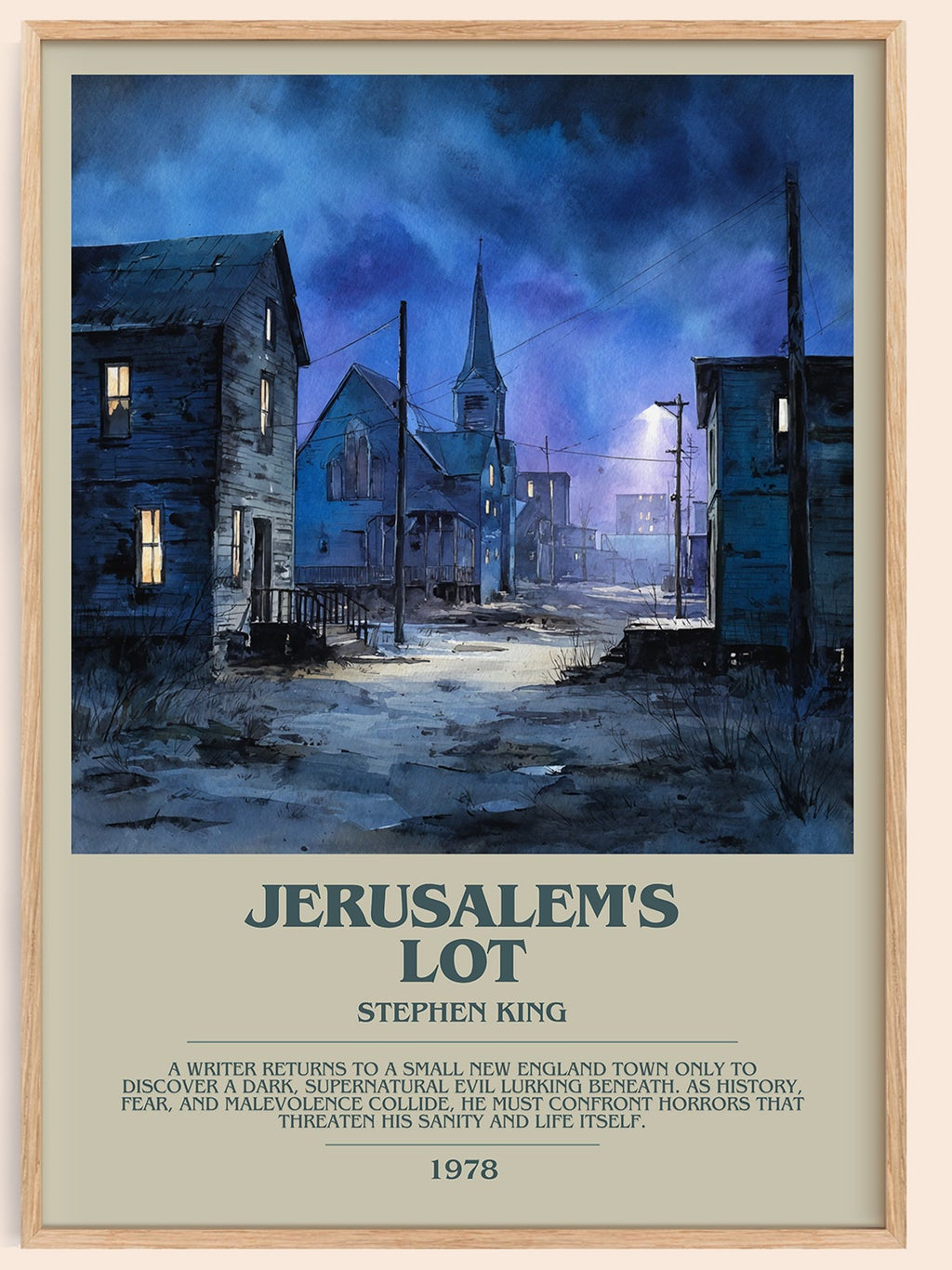 Jerusalem's Lot bookish book poster by Stephen King – framed literary art print