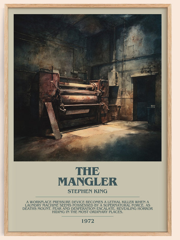 The Mangler bookish book poster by Stephen King – framed literary art print