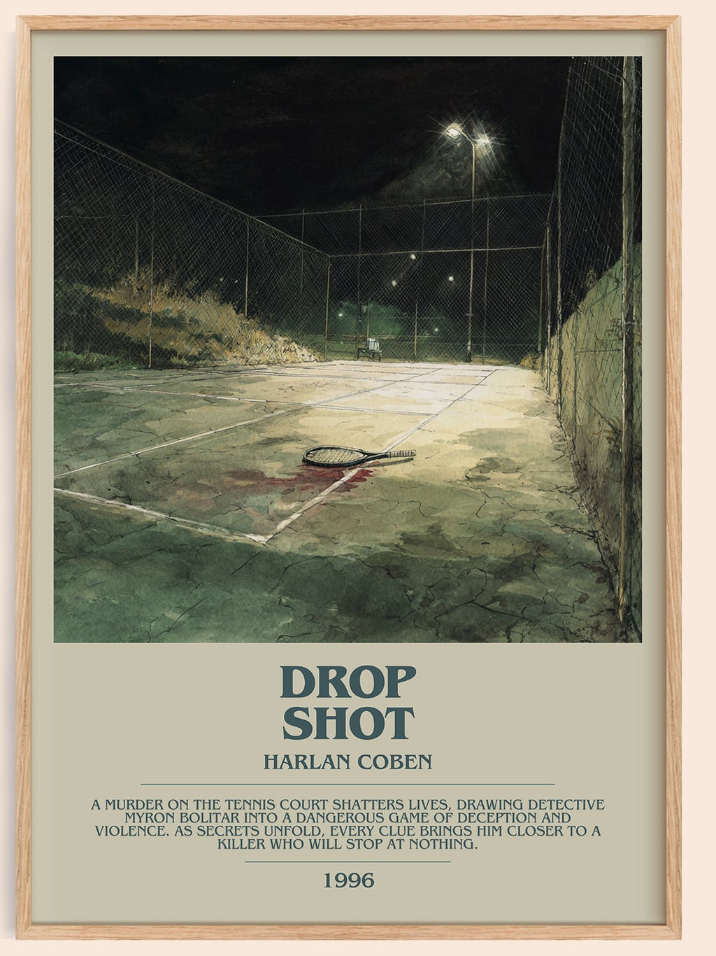 Drop Shot bookish book poster by Harlan Coben – framed literary art print