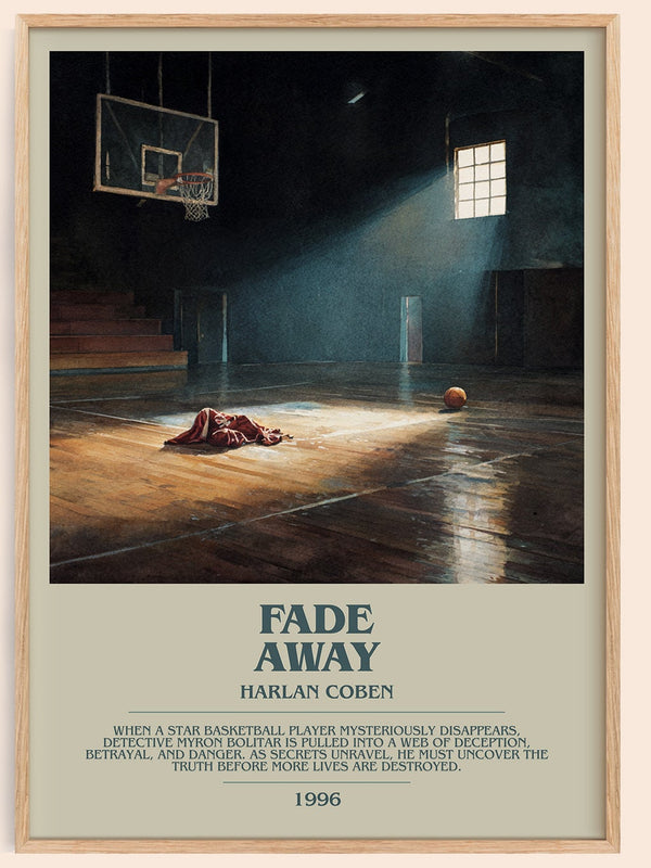 Fade Away bookish book poster by Harlan Coben – framed literary art print