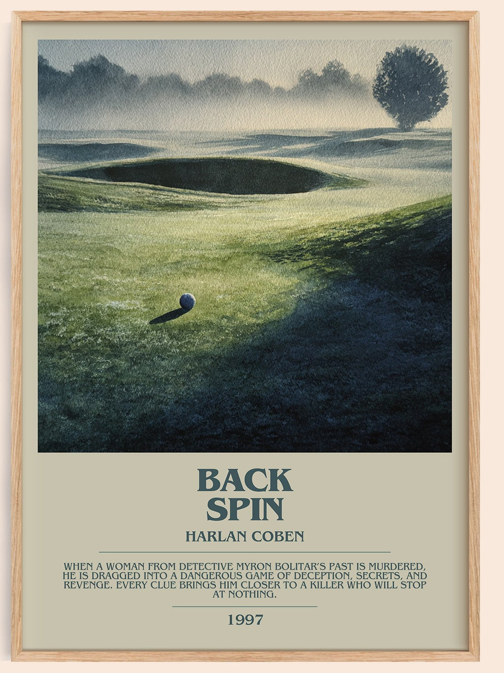 Back Spin bookish book poster by Harlan Coben – framed literary art print