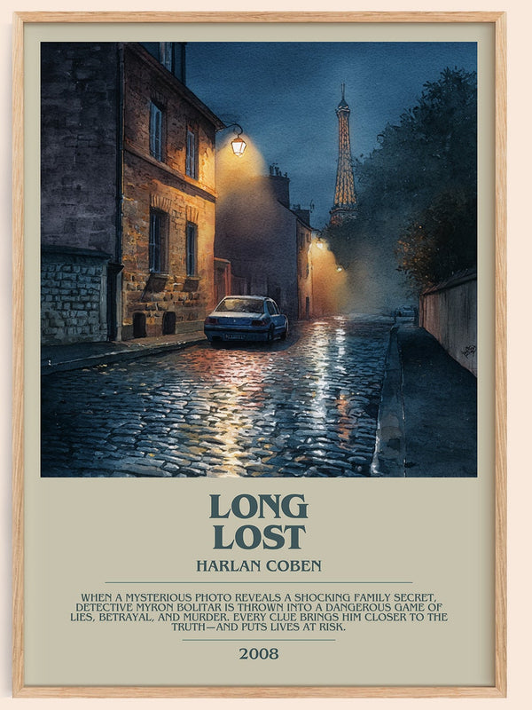 Long Lost bookish book poster by Harlan Coben – framed literary art print