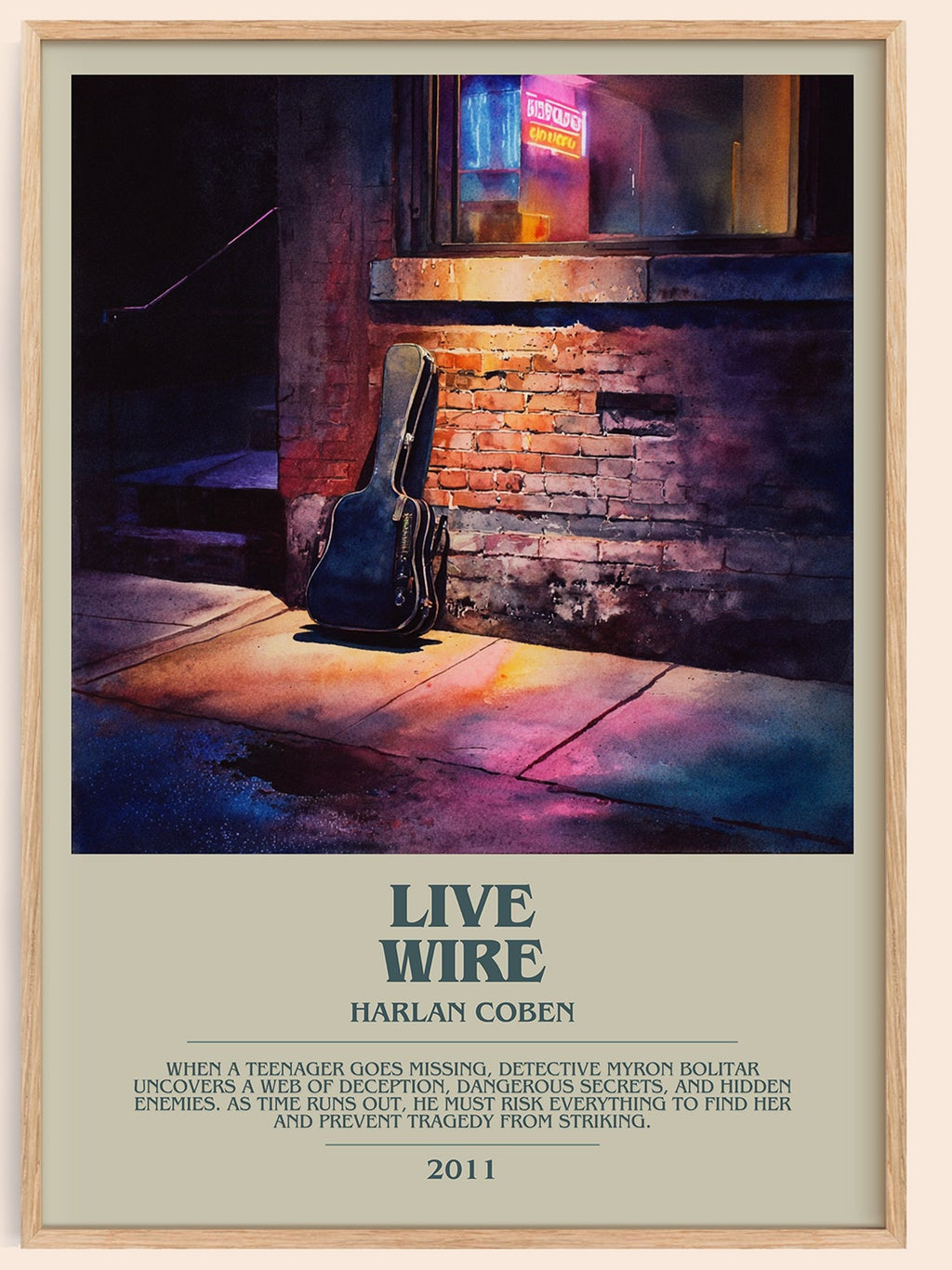 Live Wire bookish book poster by Harlan Coben – framed literary art print