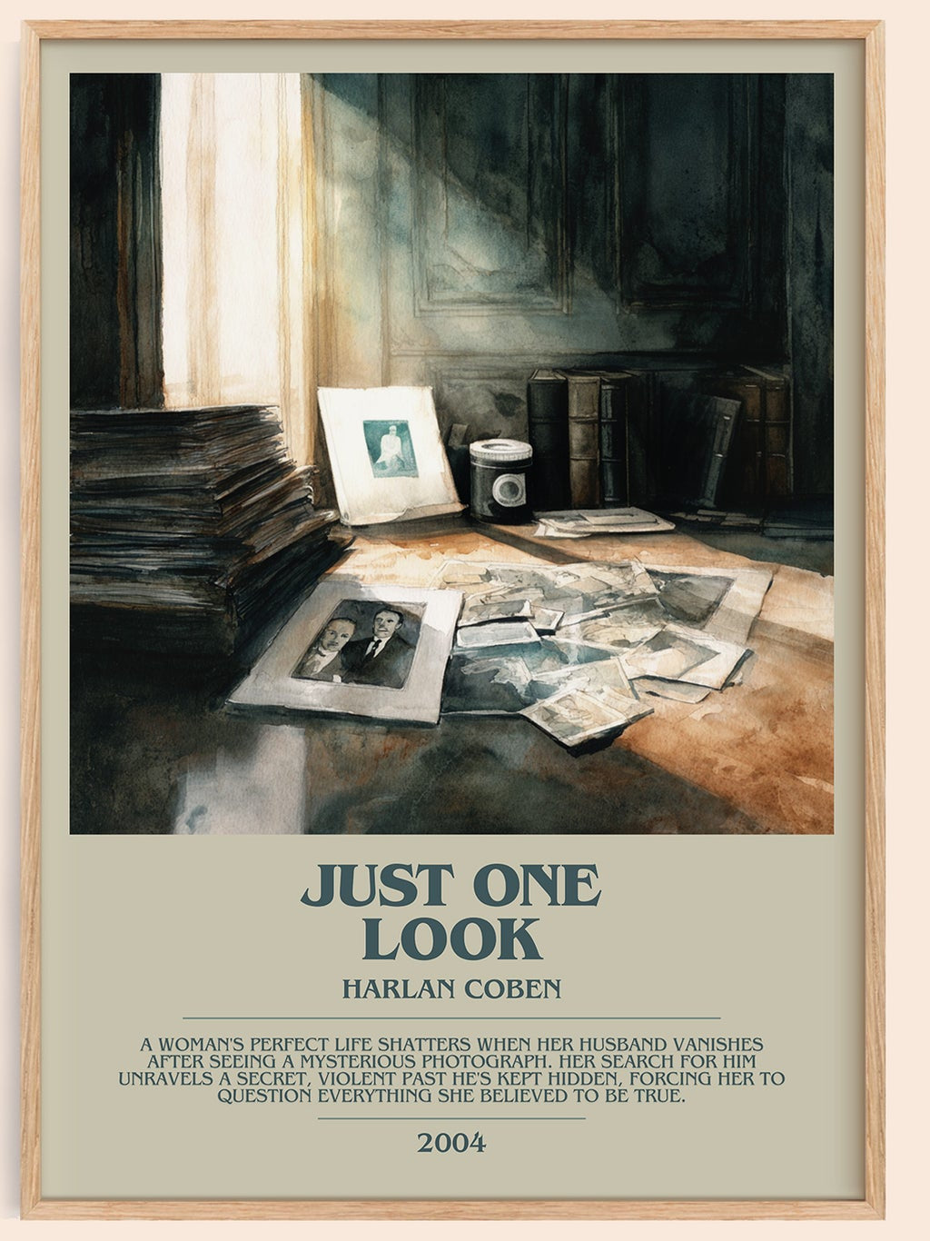 Just One Look bookish book poster by Harlan Coben – framed literary art print