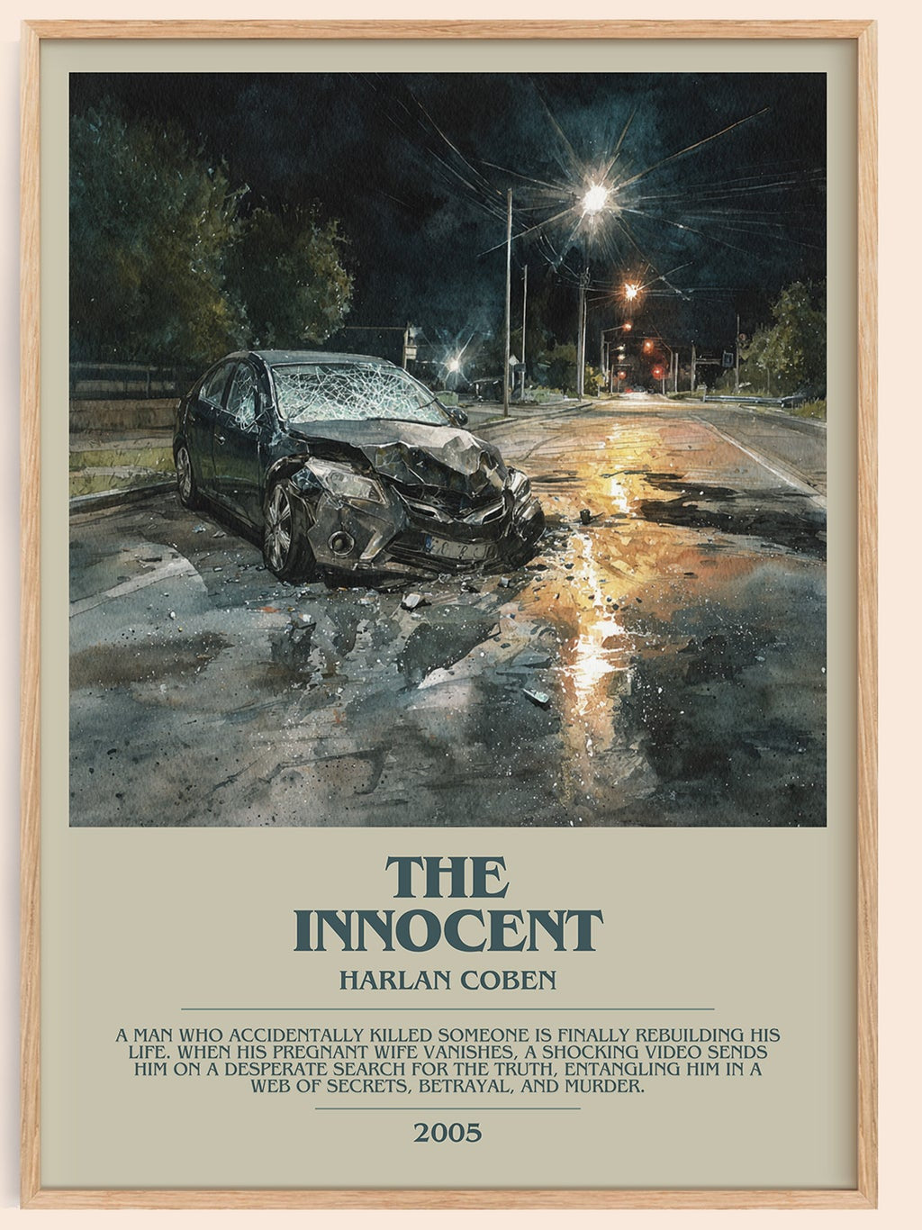 The Innocent bookish book poster by Harlan Coben – framed literary art print