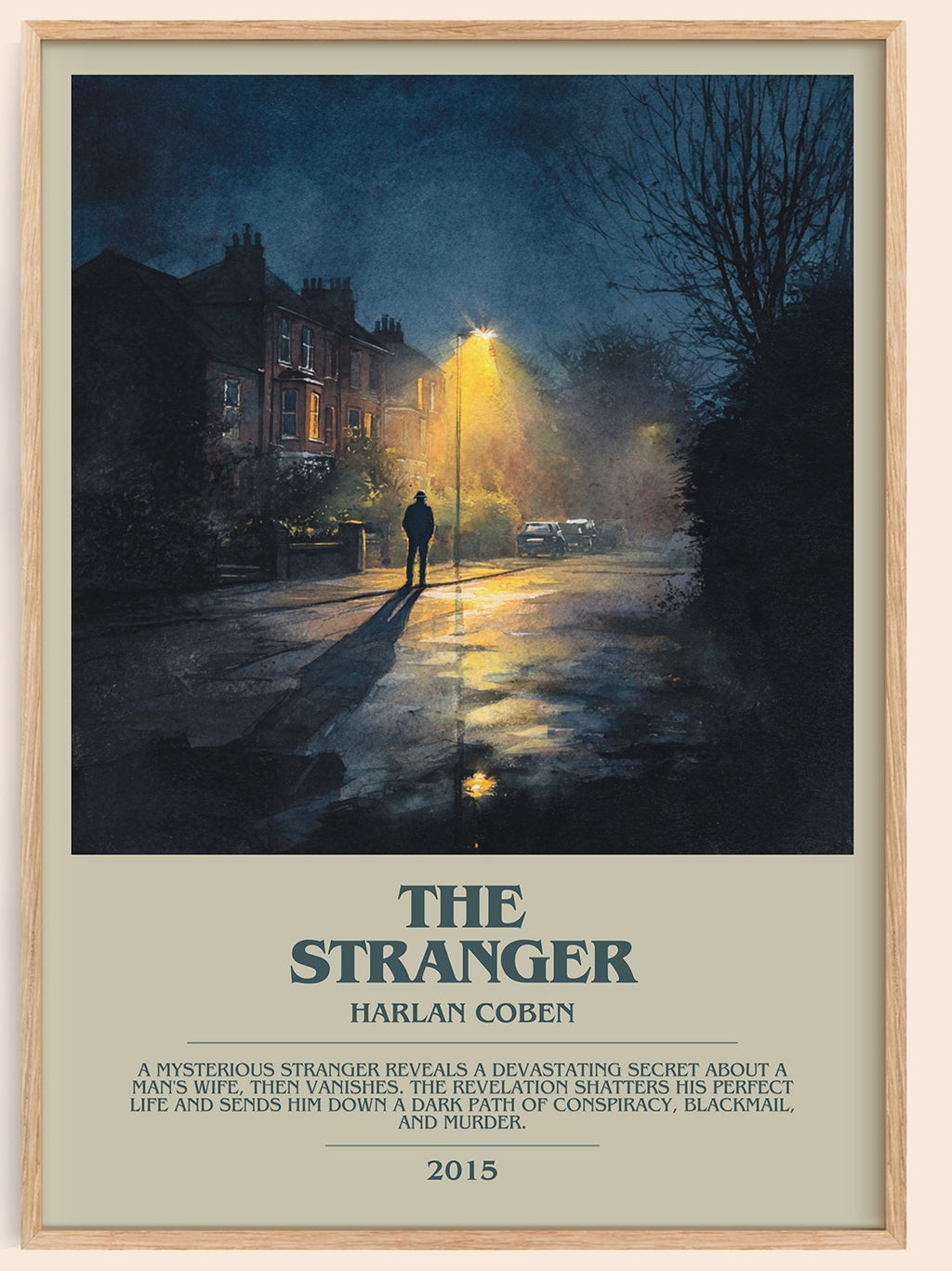 The Stranger bookish book poster by Harlan Coben – framed literary art print